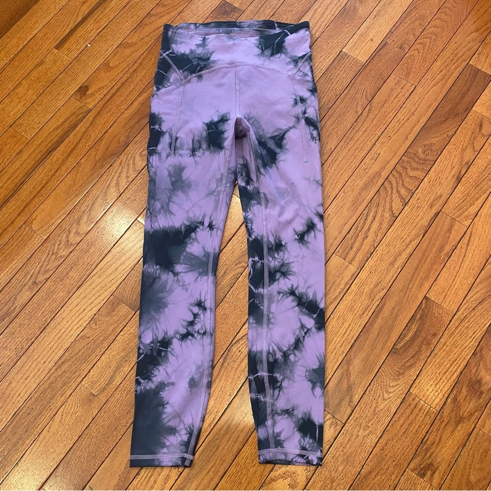 Lululemon Power Thru High-Rise Legging Tie Dye Purple Graphite Grey NWOT size 6 - Picture 1 of 7